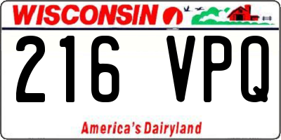 WI license plate 216VPQ