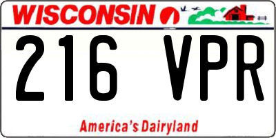 WI license plate 216VPR