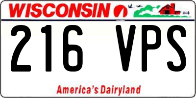 WI license plate 216VPS