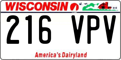 WI license plate 216VPV