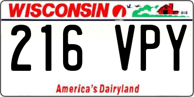 WI license plate 216VPY