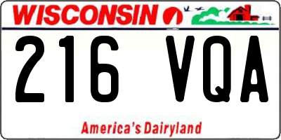 WI license plate 216VQA
