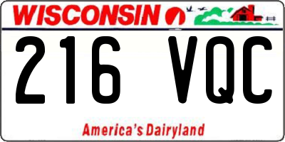 WI license plate 216VQC