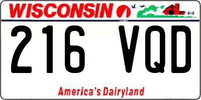 WI license plate 216VQD