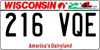 WI license plate 216VQE