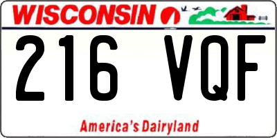 WI license plate 216VQF