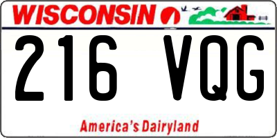 WI license plate 216VQG