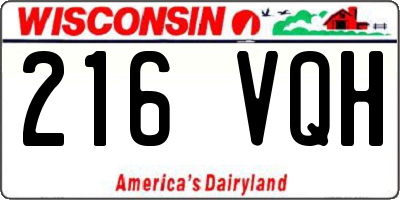 WI license plate 216VQH