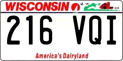 WI license plate 216VQI