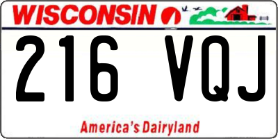 WI license plate 216VQJ