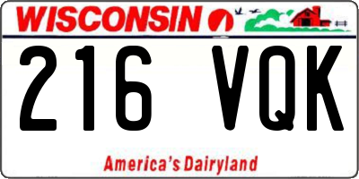 WI license plate 216VQK