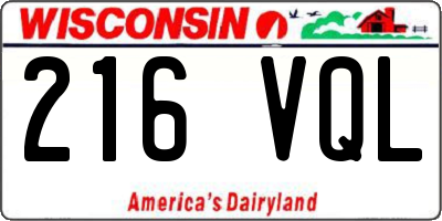 WI license plate 216VQL