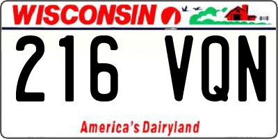 WI license plate 216VQN