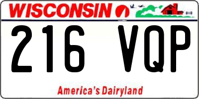 WI license plate 216VQP