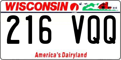 WI license plate 216VQQ