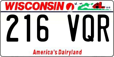 WI license plate 216VQR