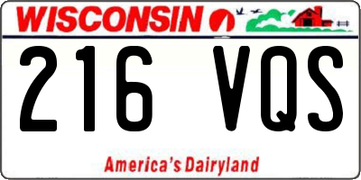 WI license plate 216VQS