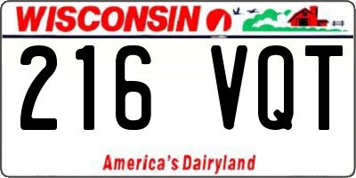 WI license plate 216VQT