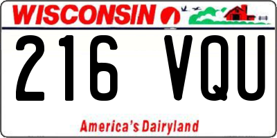 WI license plate 216VQU