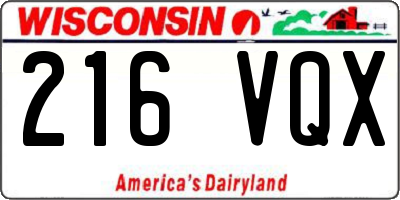 WI license plate 216VQX