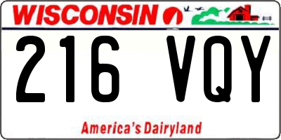 WI license plate 216VQY