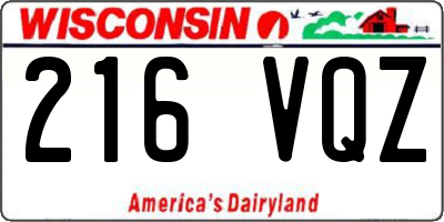 WI license plate 216VQZ