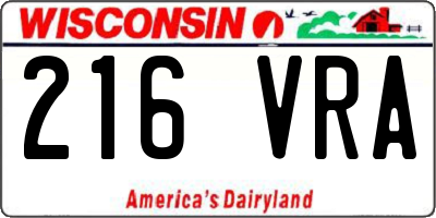 WI license plate 216VRA
