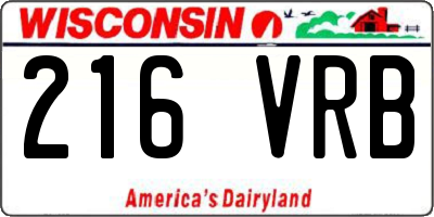 WI license plate 216VRB