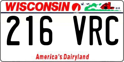 WI license plate 216VRC