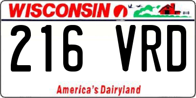 WI license plate 216VRD