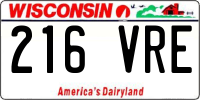 WI license plate 216VRE