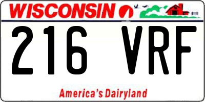 WI license plate 216VRF