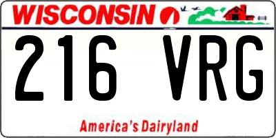 WI license plate 216VRG
