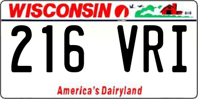 WI license plate 216VRI