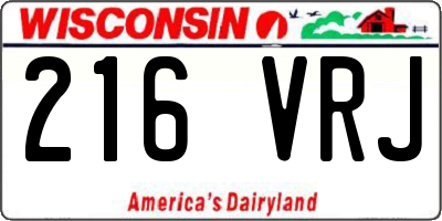 WI license plate 216VRJ