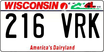 WI license plate 216VRK