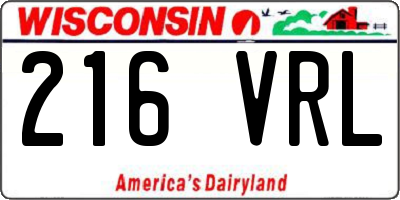 WI license plate 216VRL