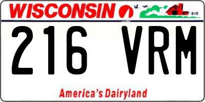 WI license plate 216VRM