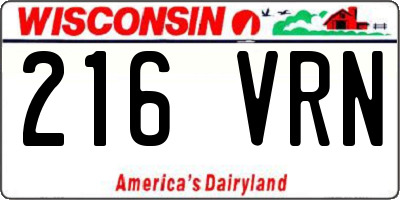 WI license plate 216VRN