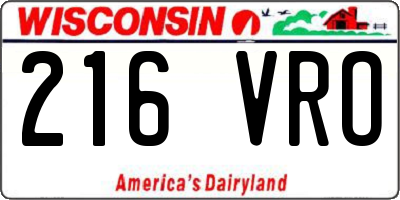 WI license plate 216VRO