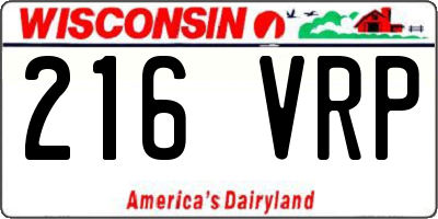 WI license plate 216VRP