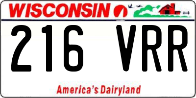 WI license plate 216VRR