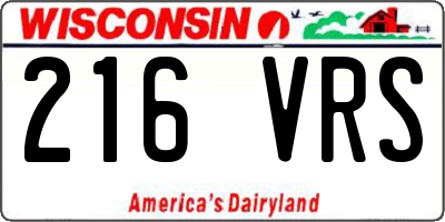 WI license plate 216VRS