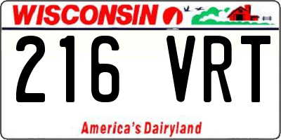 WI license plate 216VRT