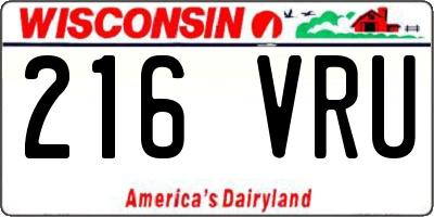 WI license plate 216VRU