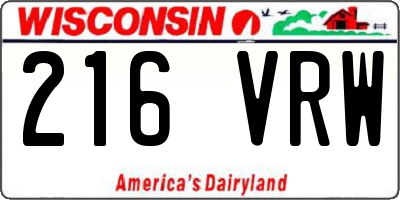 WI license plate 216VRW