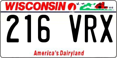 WI license plate 216VRX