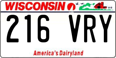 WI license plate 216VRY