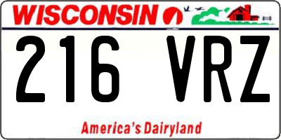 WI license plate 216VRZ