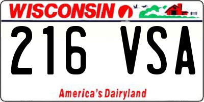 WI license plate 216VSA